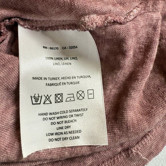 Akemi + Kim Anthropologie Top Womens Small Pink Linen Lace Comfort Long Sleeve - Picture 7 of 9